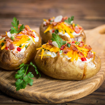 Baked Potatoes with Bacon, Cheddar and Chives
